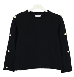 PINKO Sweatshirt Girl's MEDIUM Pullover Crew Collar Casual Black - Picture 1 of 10