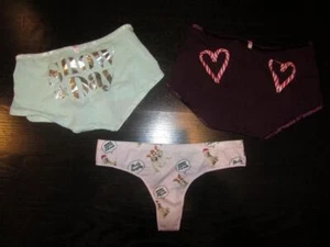 3 pairs Victoria's Secret Pink Boy short Boxer Thong Holiday Panty lot XS S NWT - Picture 1 of 1