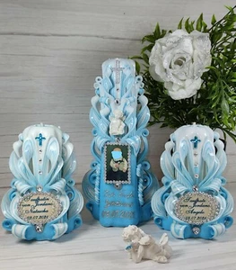 Geschnitzte Kerze zur Taufe / Kommunion / Konfirmation – handgemacht & einzigart - Bild 1 von 4