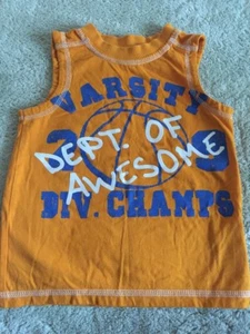Impresionante camiseta sin mangas de baloncesto azul naranja Okie Dokie Boys 3T - Imagen 1 de 6