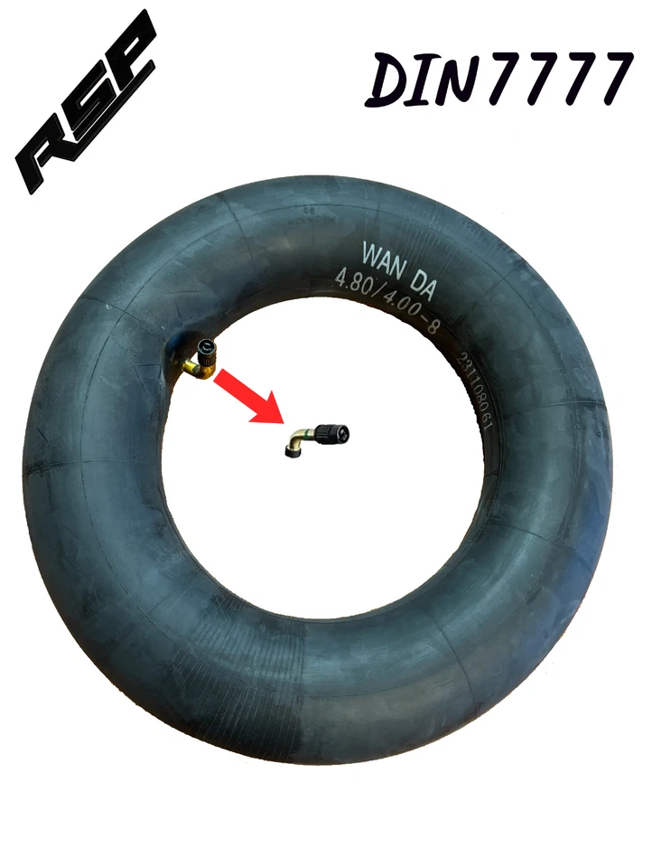 Schlauch 4.80/4.00-8 DIN7777 400x100 Schubkarre Autoventil abgewinkelt - Bild 1 von 1