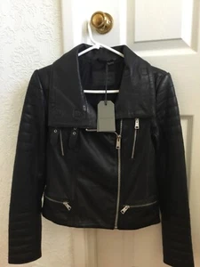 ALL SAINTS BRAND NEW LEATHER JACKET SIZE 4 - Picture 1 of 12