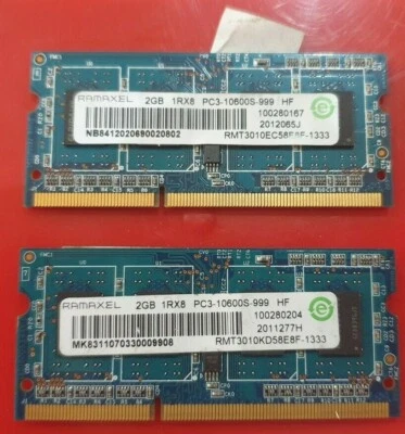 RAMAXEL 2x 2GB= 4GB RAM MEMORY DDR3-1Rx8 PC3-10600S-999 RMT3010KD58E8F-1333 - Image 1 of 2