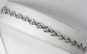 New Italian 14K White Gold Fancy Loop Link Bracelet - Picture 1 of 11