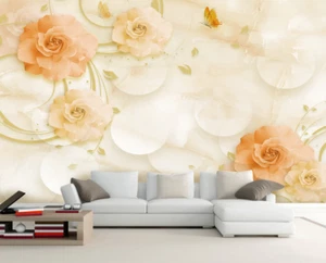 3D Pink Flower Leaves 44096NA Wallpaper Wall Murals Removable Wallpaper Fay - Picture 1 of 11