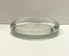 Cendrier rond à 3 fentes en verre transparent lourd avec fond texturé - EC