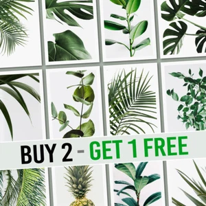 Carteles verdes botánicos de hojas tropicales estampados de arte de pared imágenes de decoración de sala de estar - Imagen 1 de 18