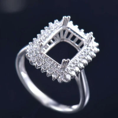 Custom Platinum VS Natural Diamond Engagement Ring Semi Mount Emerald Cut 8x11mm - Image 1 of 4