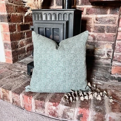 1547. Handmade Green Cross Check Linen blend Cushion Cover. Various sizes - Image 1 of 4