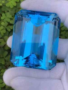A+Natural 1000 Ct Brazilian Sky-Blue Color Topaz Emerald Certified LooseGemstone - Picture 1 of 8