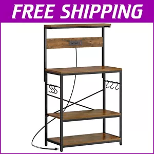 31.5 Inch Kitchen Storage Rack with Microwave Stand and 6 Hooks - Durable Design - Picture 1 of 11