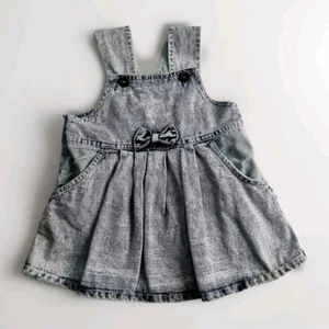 Vintage Y2K Denim Baby Dress Size 1 18mths Pinafore Pinny Retro By BLUE BOPPERS - Picture 1 of 9