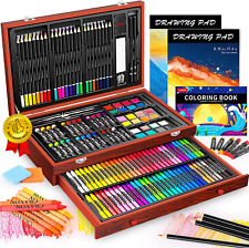 Art Supplies Set 153-Pack Deluxe Wooden Art Crafts Drawing Painting Coloring Set