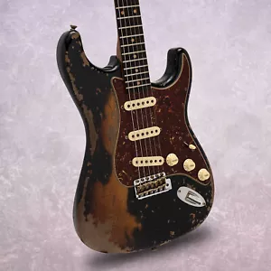 Fender Custom Shop Ltd Ed 60 Strat Super Heavy Relic Aged Black Sunburst Guitar - Picture 1 of 12