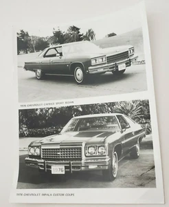 Vintage Press Release Pics 1976 Chevrolet Caprice Sport Sedan Impala Coupe '76 - Picture 1 of 5