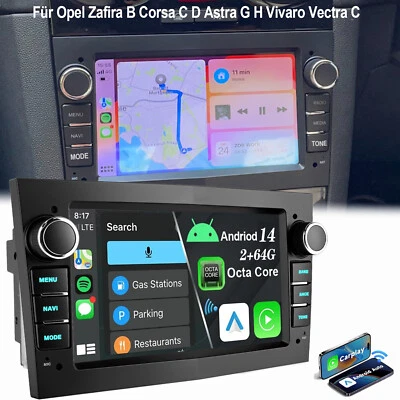 Android 14 Für Opel Astra H Corsa C/D Vectra C Zafira Autoradio GPS BT RDS 2+64G - Immagine 1 di 4