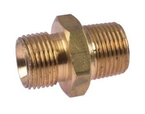 Male Hex Nipple Brass Adaptor with Male BSPP Thread & 60 Deg Cone To BSPT Thread - Picture 1 of 2