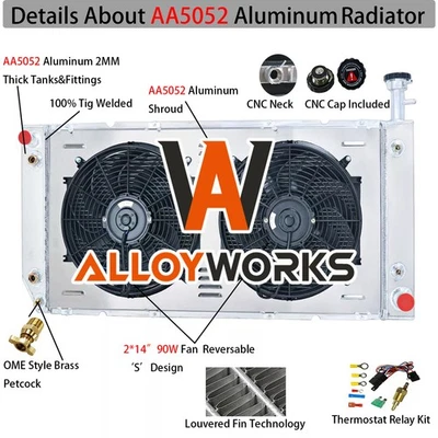 4 Row Radiator+Shroud+Fan FIT 2004-16 Chevy Express GMC Savana 2500 3500 AT Foto 1 de 4