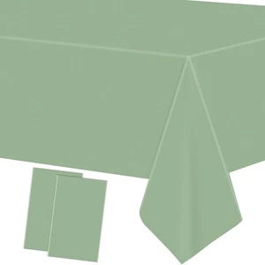 Sage Green Tablecloths Plastic Table Covers Rectangle - Picture 1 of 7