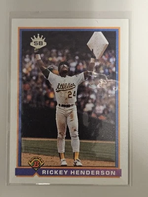 1991 Bowman #692 Rickey Henderson  Leader Stolen Bases Oakland Athletics - Image 1 of 2