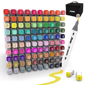 ABEIER 100 Colori Pennarelli Doppia Punta ad Alcool Professionali Pennarelli - Foto 1 di 24