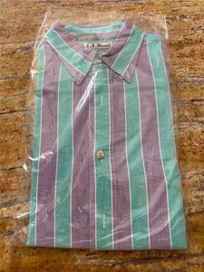 Camicia vintage LL Bean made in USA retrò anni 80 a righe lavata a secco media - Foto 1 di 4