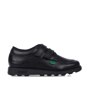 Boy's Kickers Infant Fragma Lo Strap Leather Shoes in Black - Picture 1 of 7