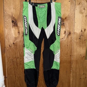 O'Neal Men’s 36 Motorcycle Pants Green White Racing Element Coated Kevelar - Picture 1 of 8