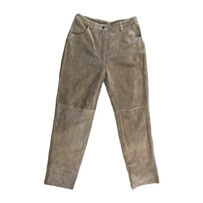 Pantalones de tiro alto METROSTYLE vintage para mujer 100 % gamuza cuero talla 10 Foto 1 de 4