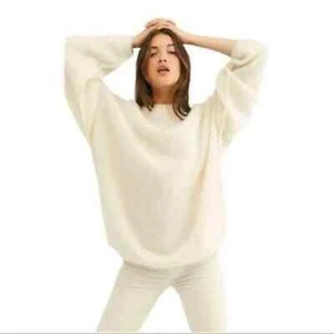 Free People Angelic Crew Neck Alpaca Pullover Sweater Women Size S Ivory - Picture 1 of 17