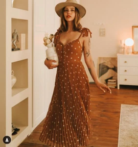 Sezane Robe Midi Nella Dress Womens US size 2, 33 Polka Dot Terracotta NEW - Picture 1 of 12