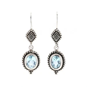 5.50ctw Blue Topaz Rope Dangle Earrings, Sterling Silver, Length 1.25 Inch - Picture 1 of 5