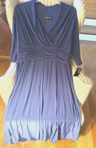 NWT Jones New York Blue 1/2 Sleeve Stretch Twist Front Empire Waist Dress (18W) - Picture 1 of 5