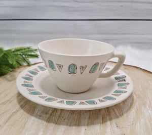 Metlox NAVAJO Poppytrail Cup & Saucer Mid-Century Atomic California Art Pottery - Picture 1 of 7
