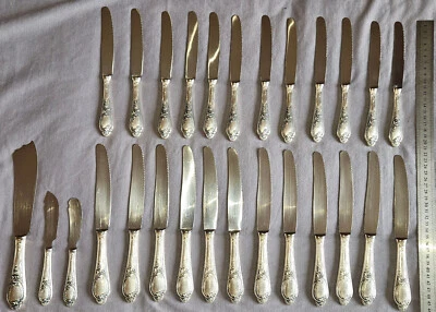 CARL MERTENS SOLINGEN Ménagère de 27 couteaux Rococo métal argenté & lames inox - Photo 1/4