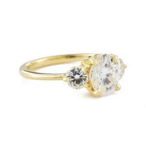 3.50 Ct Round Cut White Diamond Lab-Created Engagement Ring 14K Yellow Gold Over - Picture 1 of 6