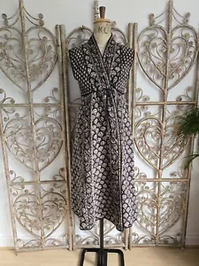 Vintage black Phool quilted Indian cotton 70s 80s long waistcoat S - Picture 1 of 9