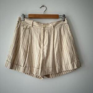 Lauren Ralph Lauren Women’s Cream Pinstripe Pleated Linen Shorts Size 4