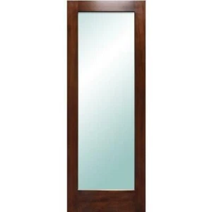 LuxDoors Interior Modern Door [36" x 80"] 1-Lite White Lami Glass Mahogany Wood - Picture 1 of 1