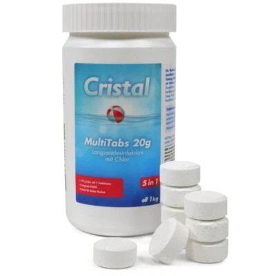 Cristal MultiTabs Chlor 5 in 1 (20g) 1,0kg Multifunktionstabletten Poolreinigung - Bild 1 von 4
