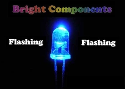 5 x Blue Flashing LED 3mm - Ultra Bright(6000mcd) - UK Seller