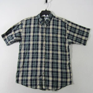 Cherokee Shirt Mens Medium Blue Green White Button Up Short Sleeve Casual 1880 - Picture 1 of 12