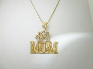 Collar Oro Madres #1 Colgante Mamá Oro Sólido 14K 24" PN054 - Imagen 1 de 6