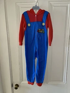 NINTENTDO SUPER MARIO Long Sleeve Hooded Zip Front Fleece Pajamas Costume XS - Picture 1 of 5