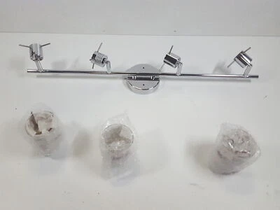 Iluminación de pista Sydney de 4 luces, pantalla de vidrio cromada, transparente y blanca, 59267 Foto 1 de 4