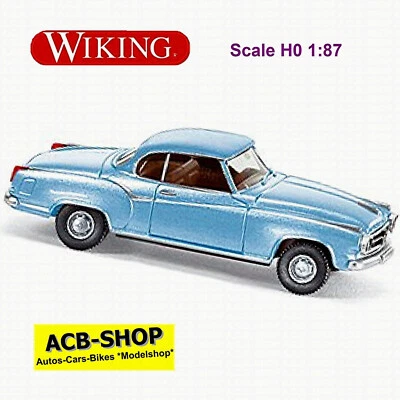 Borgward Isabella Coupè 1957-62 Islandblau Blu Metallizzato 1:87 Wiking 823 35 - Immagine 1 di 2
