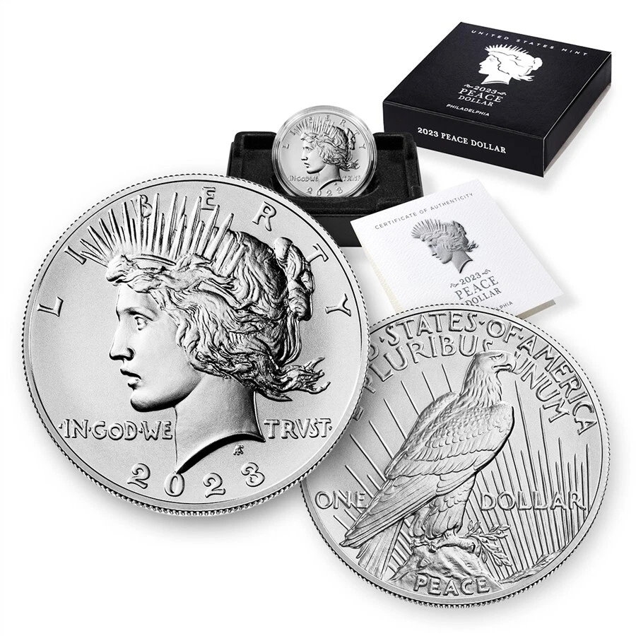 US Mint 2023 Peace Uncirculated Silver Dollar Philadelphia Complete: Box & COA - Image 1 of 1
