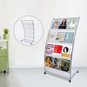 Rolling Magazine Rack Floor Standing Brochure Display Stand Holder for Offices - Picture 1 of 14