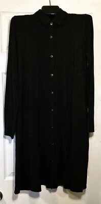 Vestido Camisa J. Jill Botón Frontal Elástico Talla Mediana Tejido Plisado Delantero y Trasero Foto 1 de 4