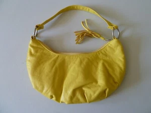 VINTAGE HALF MOON ZIPPED BAG YELLOW UNUSED - Picture 1 of 3
